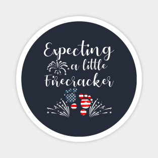 4th Of July Expecting a Little Firecracker Pregnancy Announcement Magnet